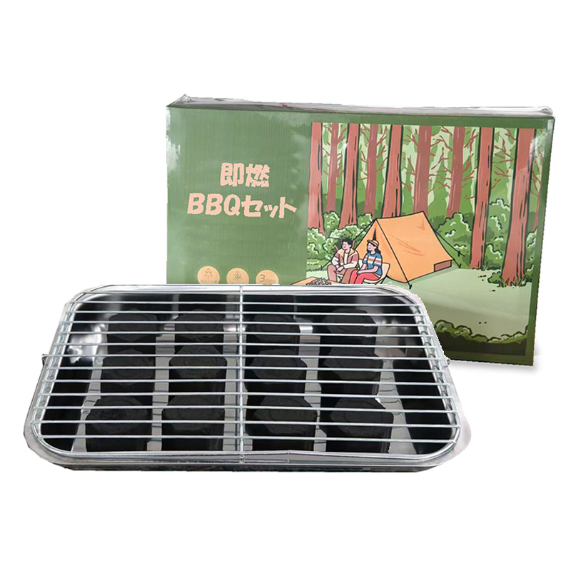 即燃BBQセット　使い捨てグリル ＋ 炭燃料（使い捨てバーベキューセット）
